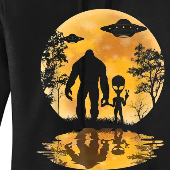 Alien Bigfoot Moon Sasquatch UFO Extraterrestrial Men Women Women's Pullover Hoodie