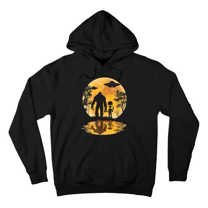 Alien Bigfoot Moon Sasquatch UFO Extraterrestrial Men Women Tall Hoodie