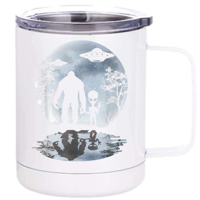 Alien Bigfoot Moon Sasquatch UFO Extraterrestrial Men Women Front & Back 12oz Stainless Steel Tumbler Cup