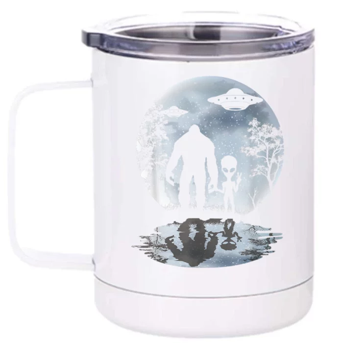 Alien Bigfoot Moon Sasquatch UFO Extraterrestrial Men Women Front & Back 12oz Stainless Steel Tumbler Cup