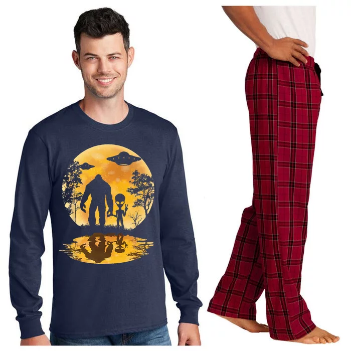 Alien Bigfoot Moon Sasquatch UFO Extraterrestria Long Sleeve Pajama Set