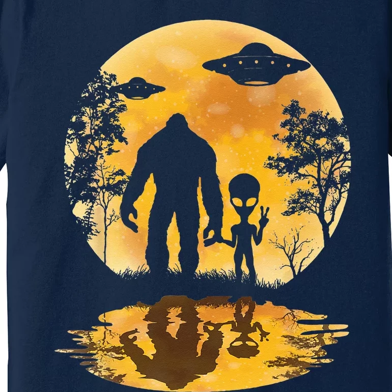 Alien Bigfoot Moon Sasquatch UFO Extraterrestria Premium T-Shirt