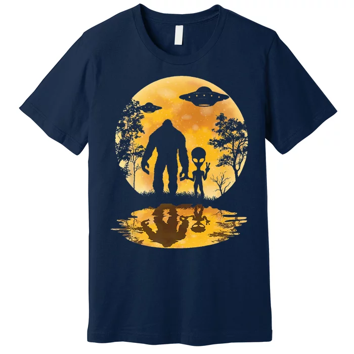 Alien Bigfoot Moon Sasquatch UFO Extraterrestria Premium T-Shirt