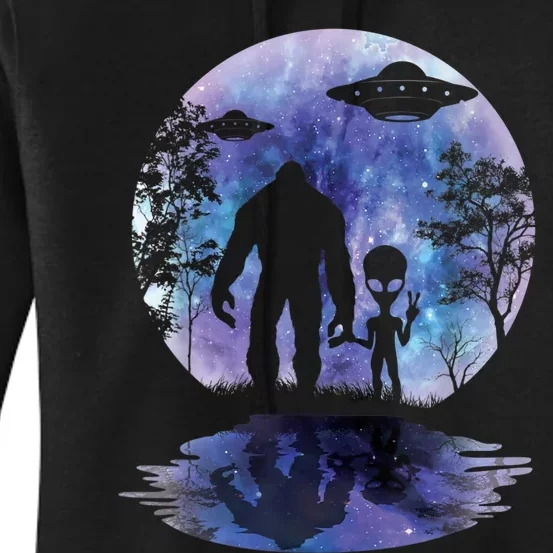 Alien Bigfoot Moon Sasquatch UFO Extraterrestrial Men Women Women's Pullover Hoodie