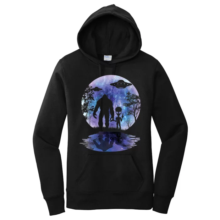 Alien Bigfoot Moon Sasquatch UFO Extraterrestrial Men Women Women's Pullover Hoodie