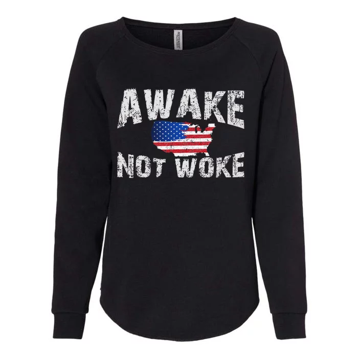 Awake But Not Woke USA 4th of July Patriots American Flag Womens California Wash Sweatshirt