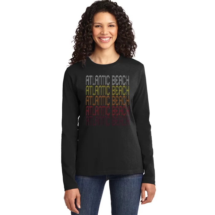 Atlantic Beach Nc Vintage Style North Carolina Ladies Long Sleeve Shirt