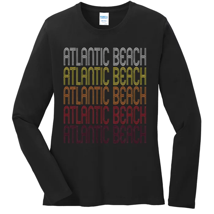 Atlantic Beach Nc Vintage Style North Carolina Ladies Long Sleeve Shirt