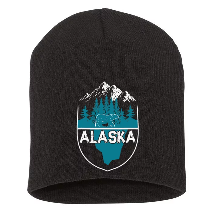 Alaska Bear Nature Alaskan Mountains Short Acrylic Beanie