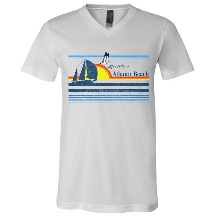 Atlantic Beach Nc North Carolina Gift Beach V-Neck T-Shirt