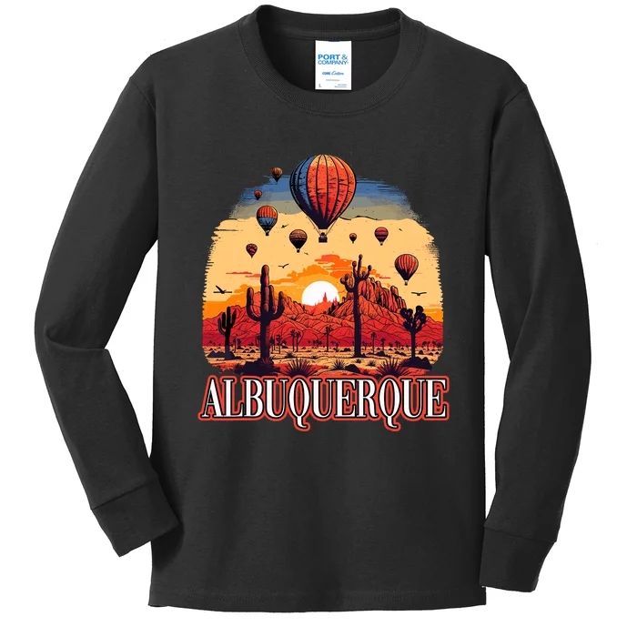 Albuquerque Balloon New Mexico Hot Air Balloon Kids Long Sleeve Shirt