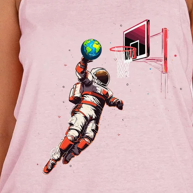 Astronaut Basketball Outer Space Gifts Space Women's Knotted Racerback Tank