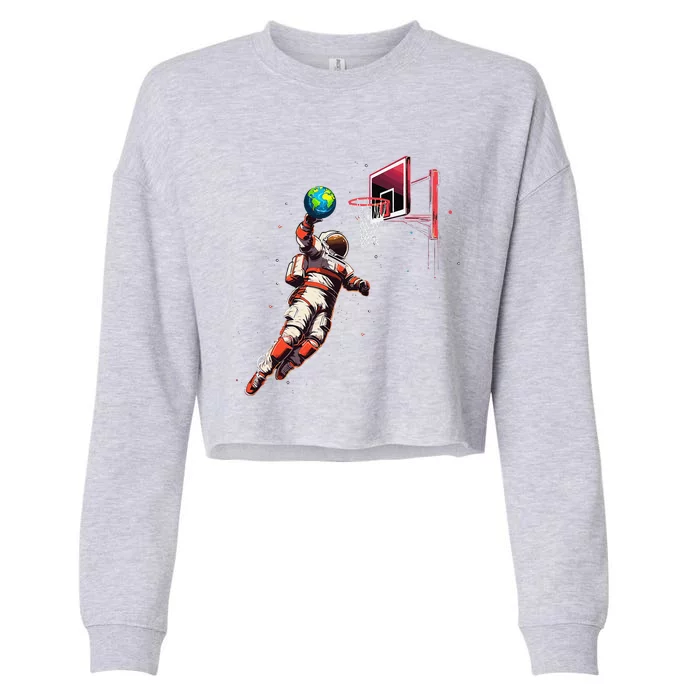 Astronaut Basketball Outer Space Gifts Space Cropped Pullover Crew