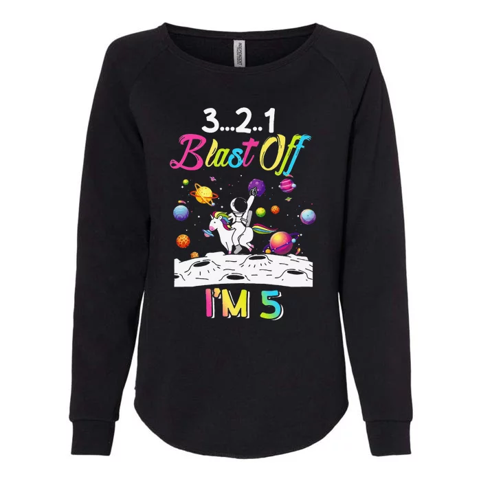 Astronaut Blast Off 5 Year Old 5th Birthday Party Unicorn Womens California Wash Sweatshirt