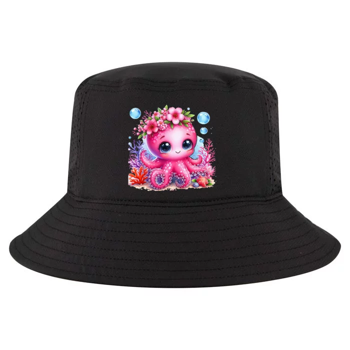 Adorable Baby Octopus Underwater Flower Coral Fish Ocean Sea Cool Comfort Performance Bucket Hat