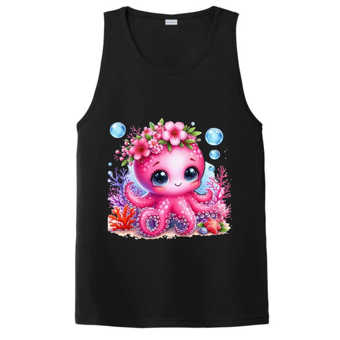 Adorable Baby Octopus Underwater Flower Coral Fish Ocean Sea Performance Tank