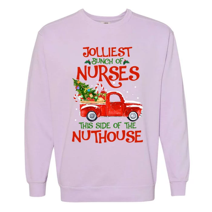 A Bunch Of A Nurses This Side Of The Nuthouse Christmas Garment-Dyed Sweatshirt