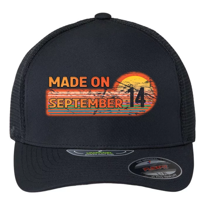 Awesome Born On 14th Birthday Vintage Made On September 14 Flexfit Unipanel Trucker Cap