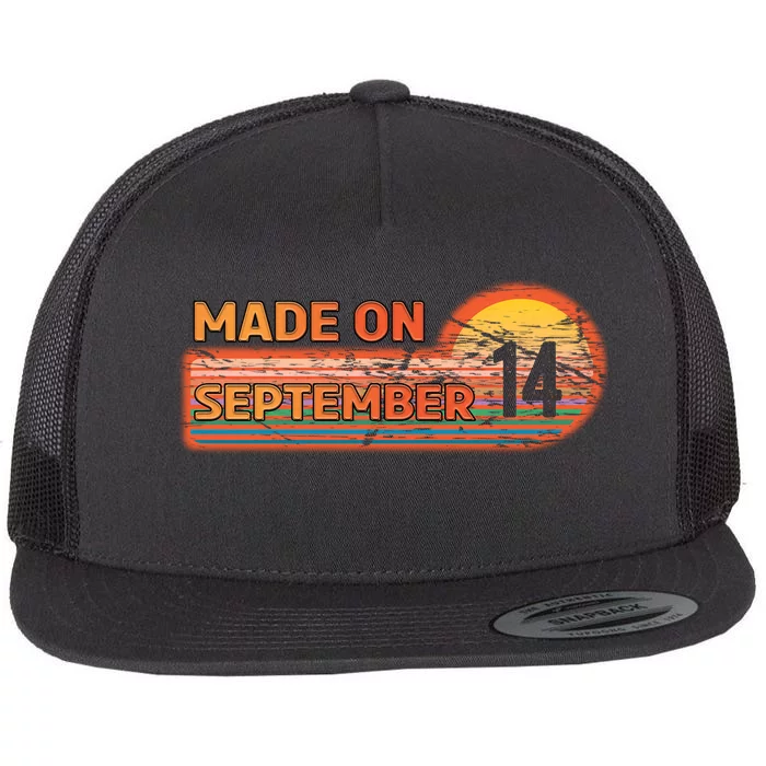 Awesome Born On 14th Birthday Vintage Made On September 14 Flat Bill Trucker Hat