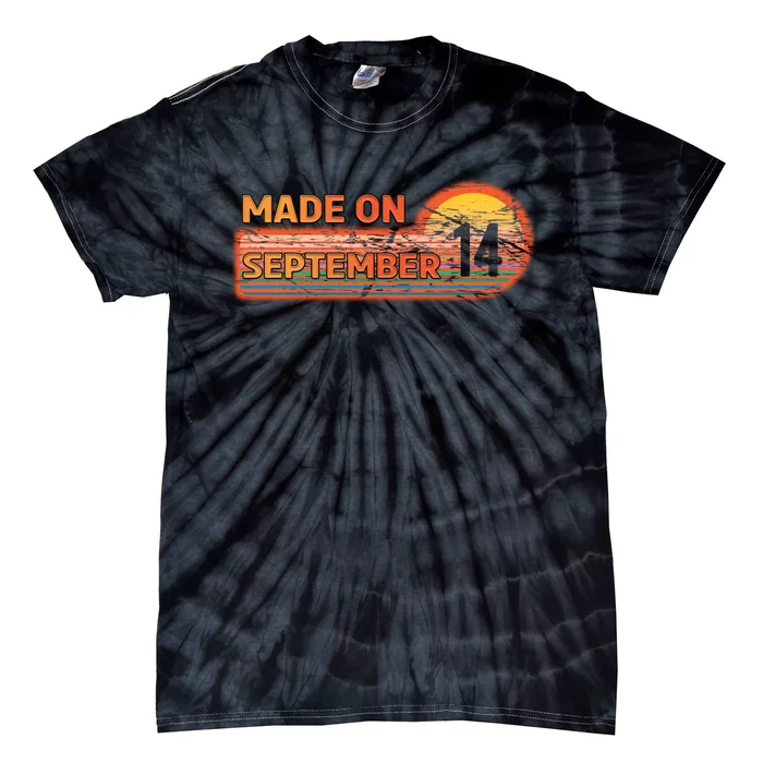 Awesome Born On 14th Birthday Vintage Made On September 14 Tie-Dye T-Shirt