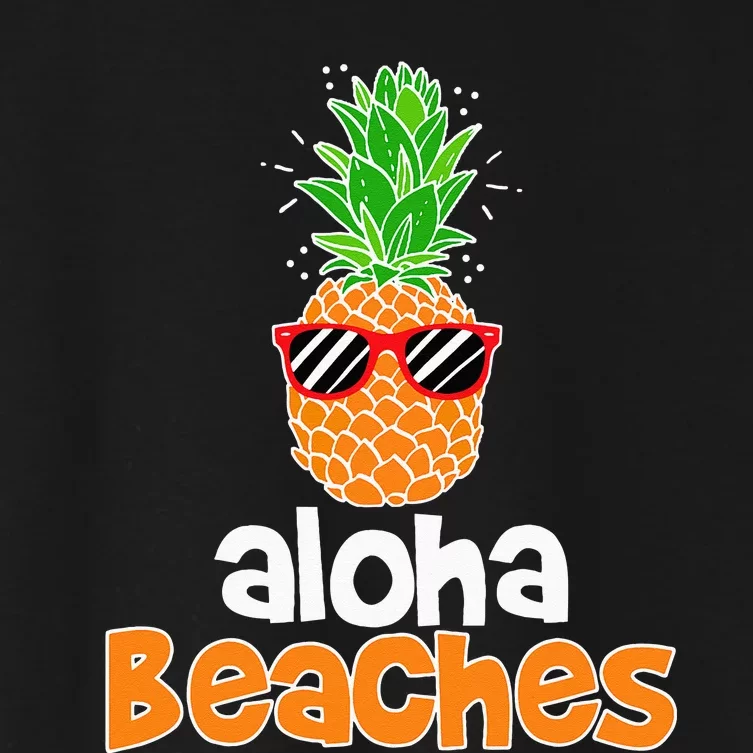 Aloha Beaches Pineapple Sunglasses Hawaiian Yall Vacation Women's Crop Top Tee