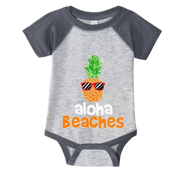 Aloha Beaches Pineapple Sunglasses Hawaiian Yall Vacation Infant Baby Jersey Bodysuit