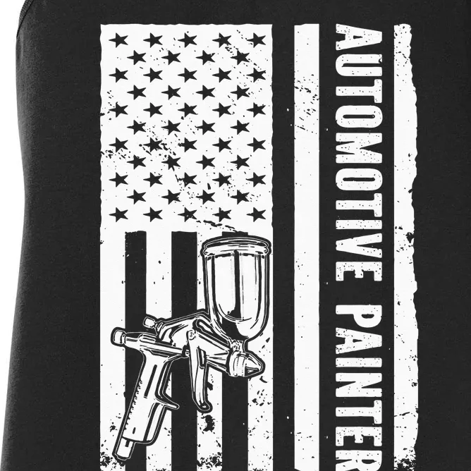 Auto Body Painter USA Flag Automotive Painter Women's Racerback Tank