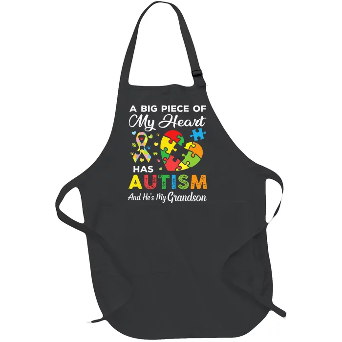 A Big Piece Of My Heart Has Autism And Hes My Grandson Full-Length Apron With Pocket