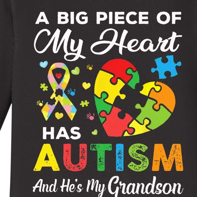 A Big Piece Of My Heart Has Autism And Hes My Grandson Baby Long Sleeve Bodysuit