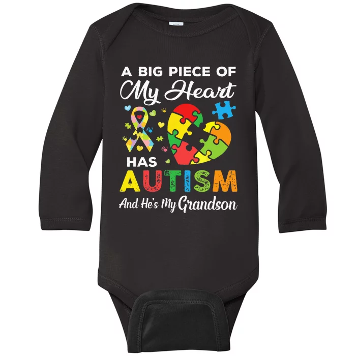 A Big Piece Of My Heart Has Autism And Hes My Grandson Baby Long Sleeve Bodysuit