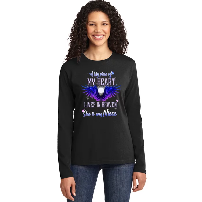 A Big Piece Of My Heart Lives In Heaven She Is My Niece Ladies Long Sleeve Shirt