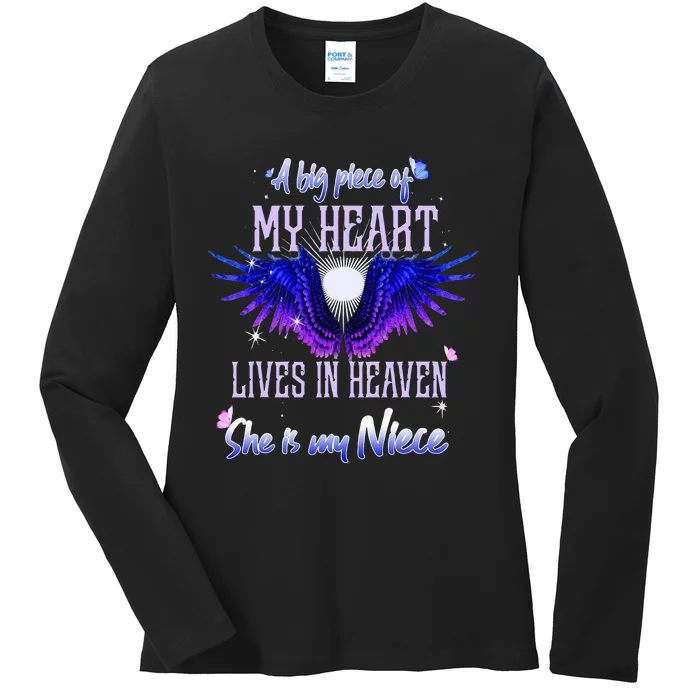 A Big Piece Of My Heart Lives In Heaven She Is My Niece Ladies Long Sleeve Shirt