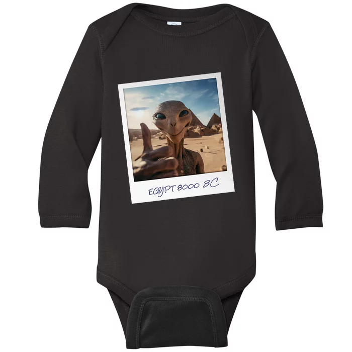 Aliens Building Pyramids Ufo Conspiracy Theory Sarcasm Baby Long Sleeve Bodysuit