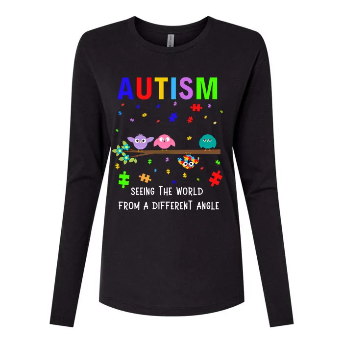 Autism Bird Puzzle Seeing The World From A Different Angle Gift Womens Cotton Relaxed Long Sleeve T-Shirt