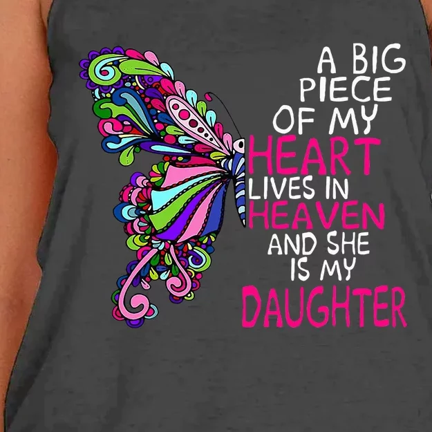 A Big Piece Of My Heart Lives In Heaven She Is My Daughter Women's Knotted Racerback Tank