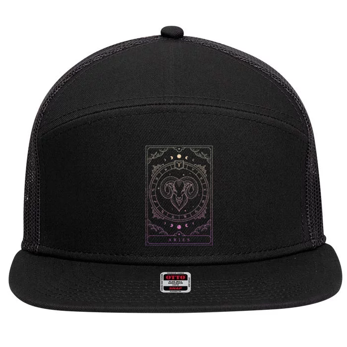 Aries Birthday Present Wo Zodiac Sign Aries 7 Panel Mesh Trucker Snapback Hat