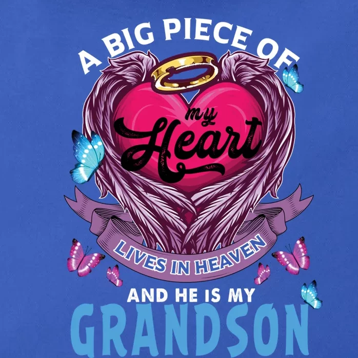 A Big Piece Of My Heart Lives In Heaven He Is My Grandson Funny Gift Zip Tote Bag