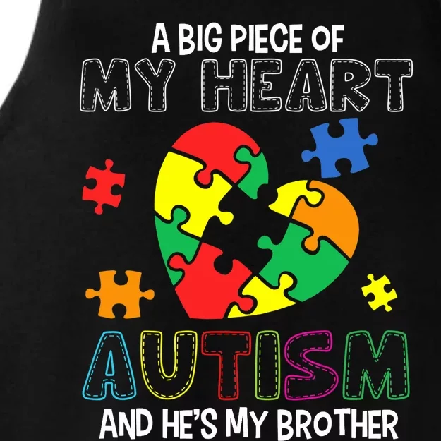 A Big Piece Of My Heart Has Autism He's My Brother Boy Ladies Tri-Blend Wicking Tank