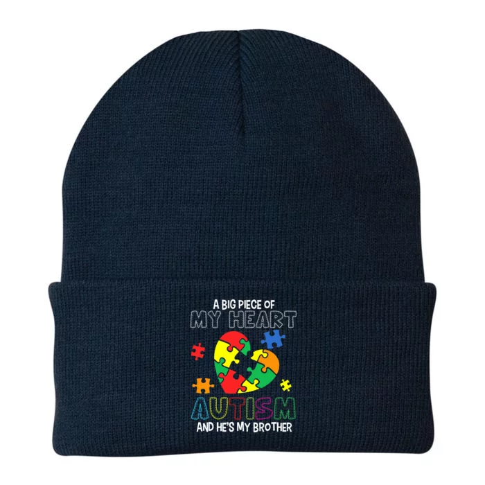 A Big Piece Of My Heart Has Autism He's My Brother Boy Knit Cap Winter Beanie