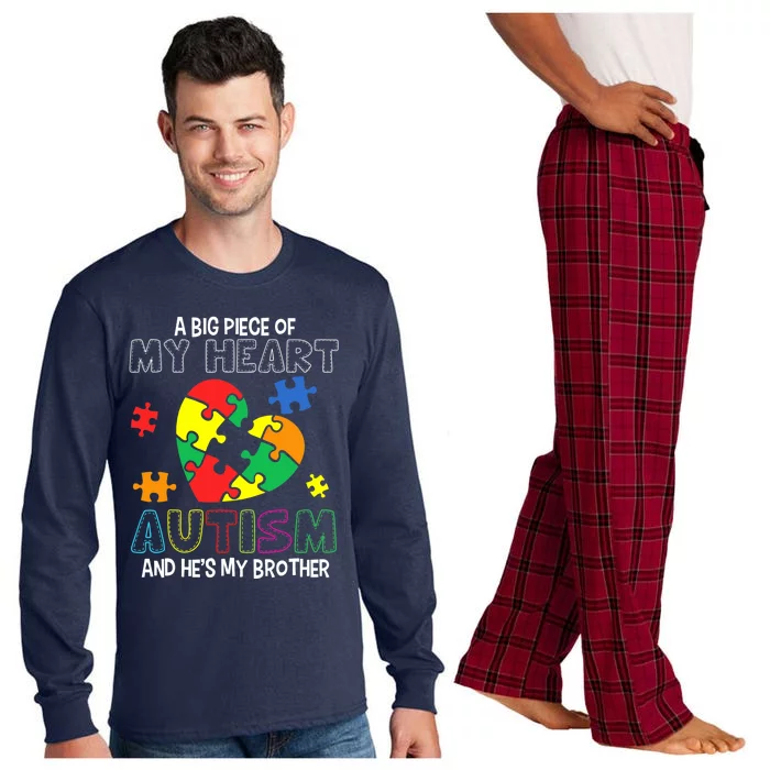 A Big Piece Of My Heart Has Autism He's My Brother Boy Long Sleeve Pajama Set