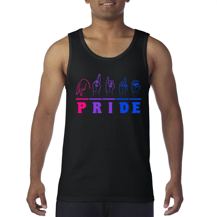 ASL Bi Pride Month Bisexual Flag Sign Language Hand LGBTQ Tank Top