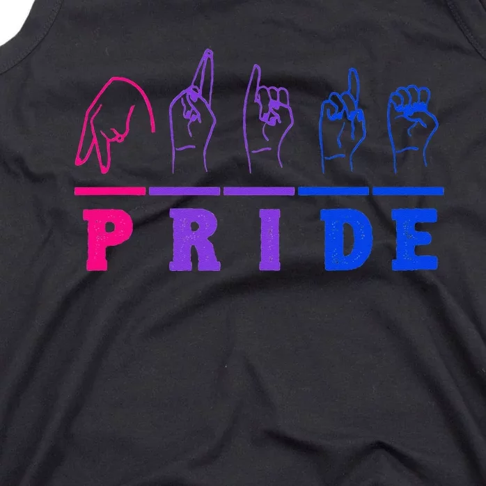 ASL Bi Pride Month Bisexual Flag Sign Language Hand LGBTQ Tank Top