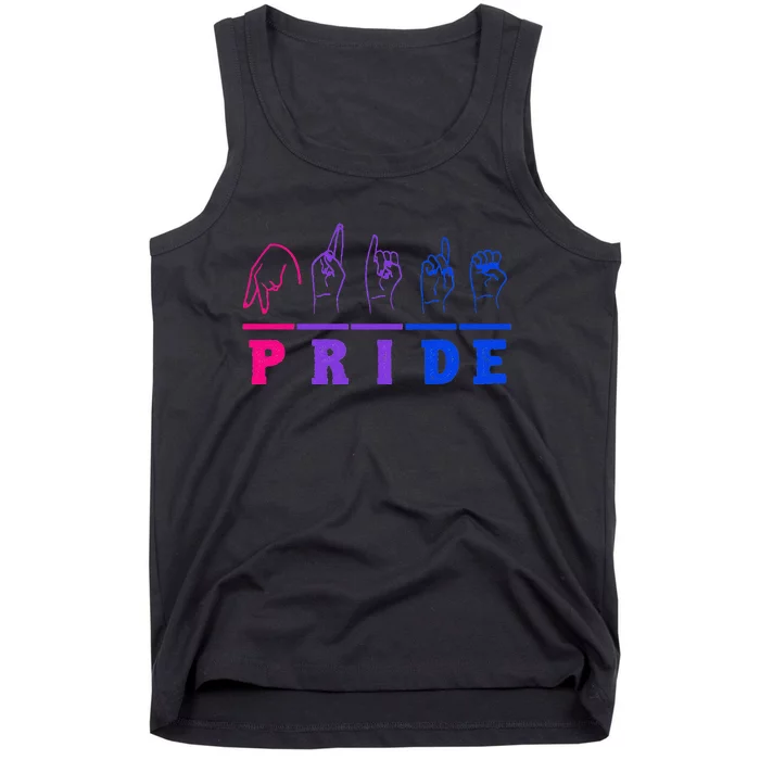 ASL Bi Pride Month Bisexual Flag Sign Language Hand LGBTQ Tank Top