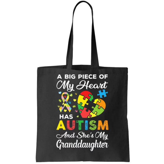 A Big Piece Of My Heart Has Autism and She's Granddaughter Tote Bag