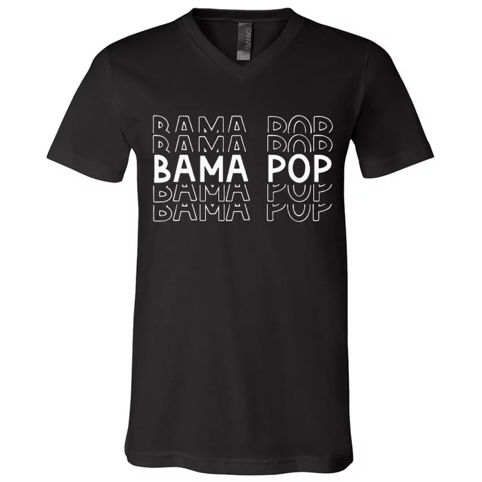 Alabama Bama Pop Dad Fathers Day Gift Pawpaw Papa V-Neck T-Shirt