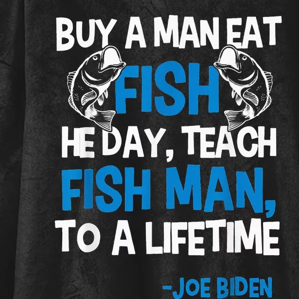 Anti biden political impeach biden buy a man eat fish Hooded Wearable Blanket