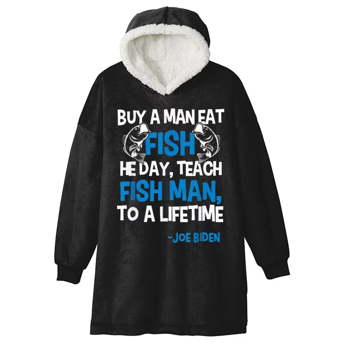 Anti biden political impeach biden buy a man eat fish Hooded Wearable Blanket