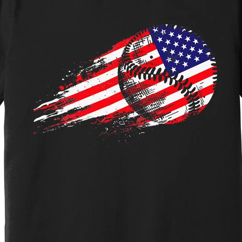 American Baseball Player USA Flag Premium T-Shirt