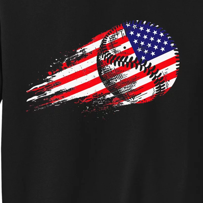 American Baseball Player USA Flag Tall Sweatshirt