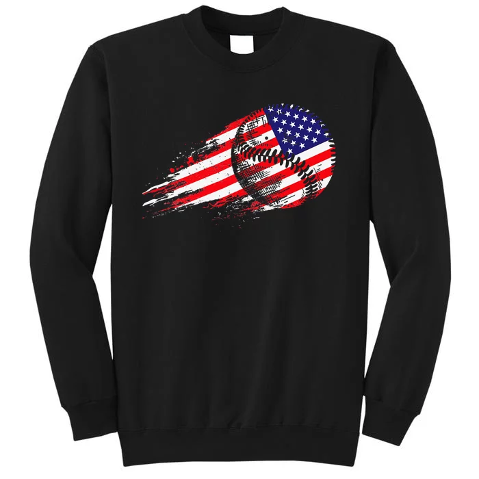 American Baseball Player USA Flag Tall Sweatshirt